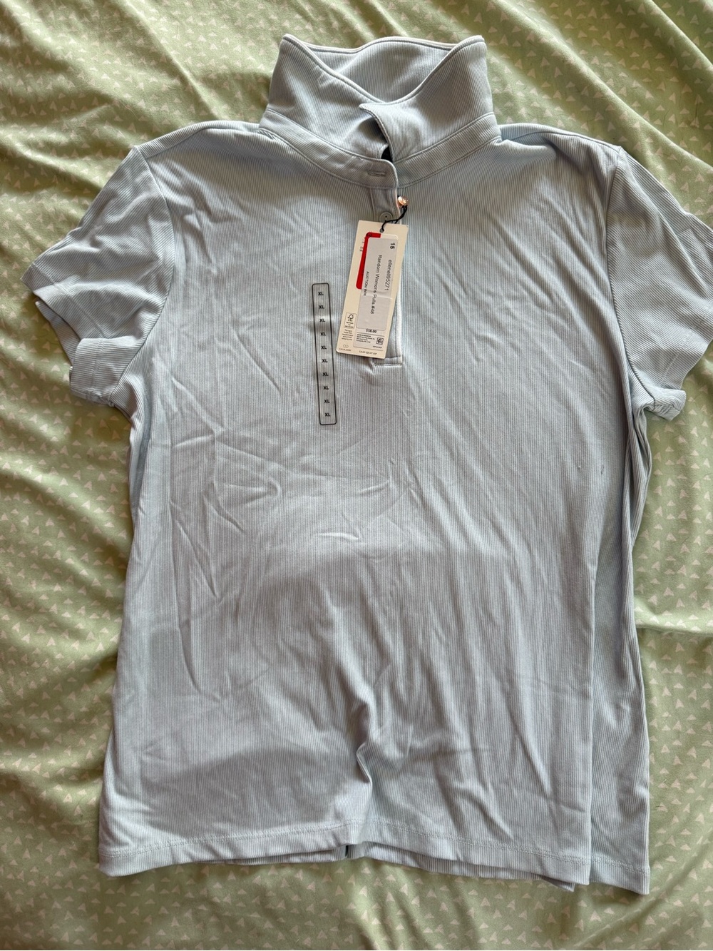 CALIA by Carrie Underwood Pale Blue Short Sleeve Polo with Stand Collar